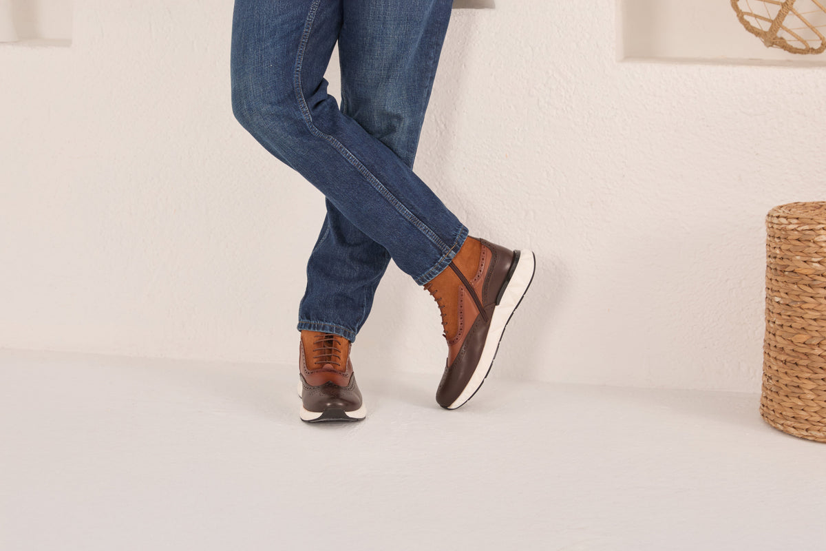 Vinci Leather The Regent Brown Leather Wingtip Brogue Men Casual Boot – product view 12