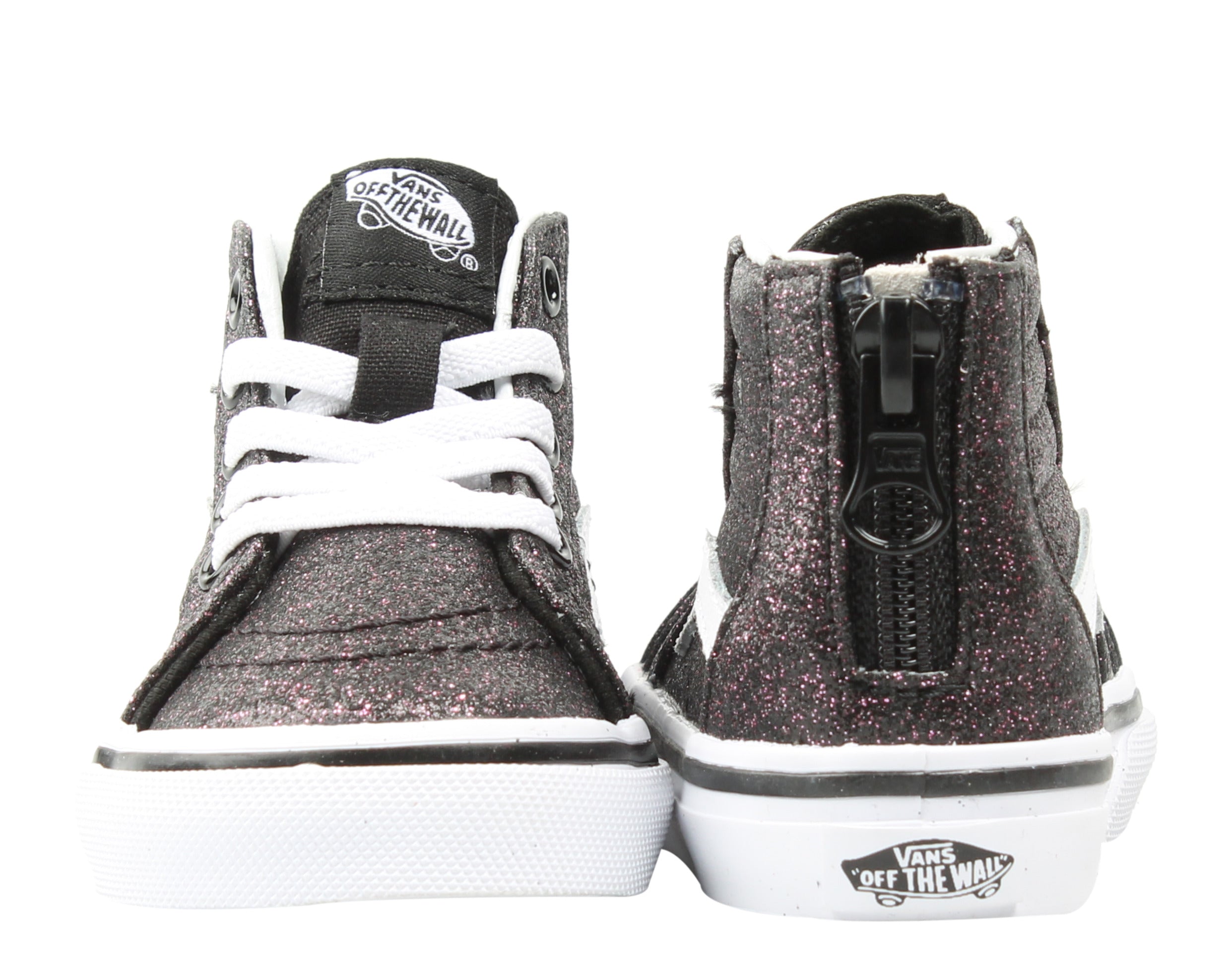 Vans Sk8 Hi Zip Glitter Stars Baby/Toddler (TD) Sneakers — Black High-Top