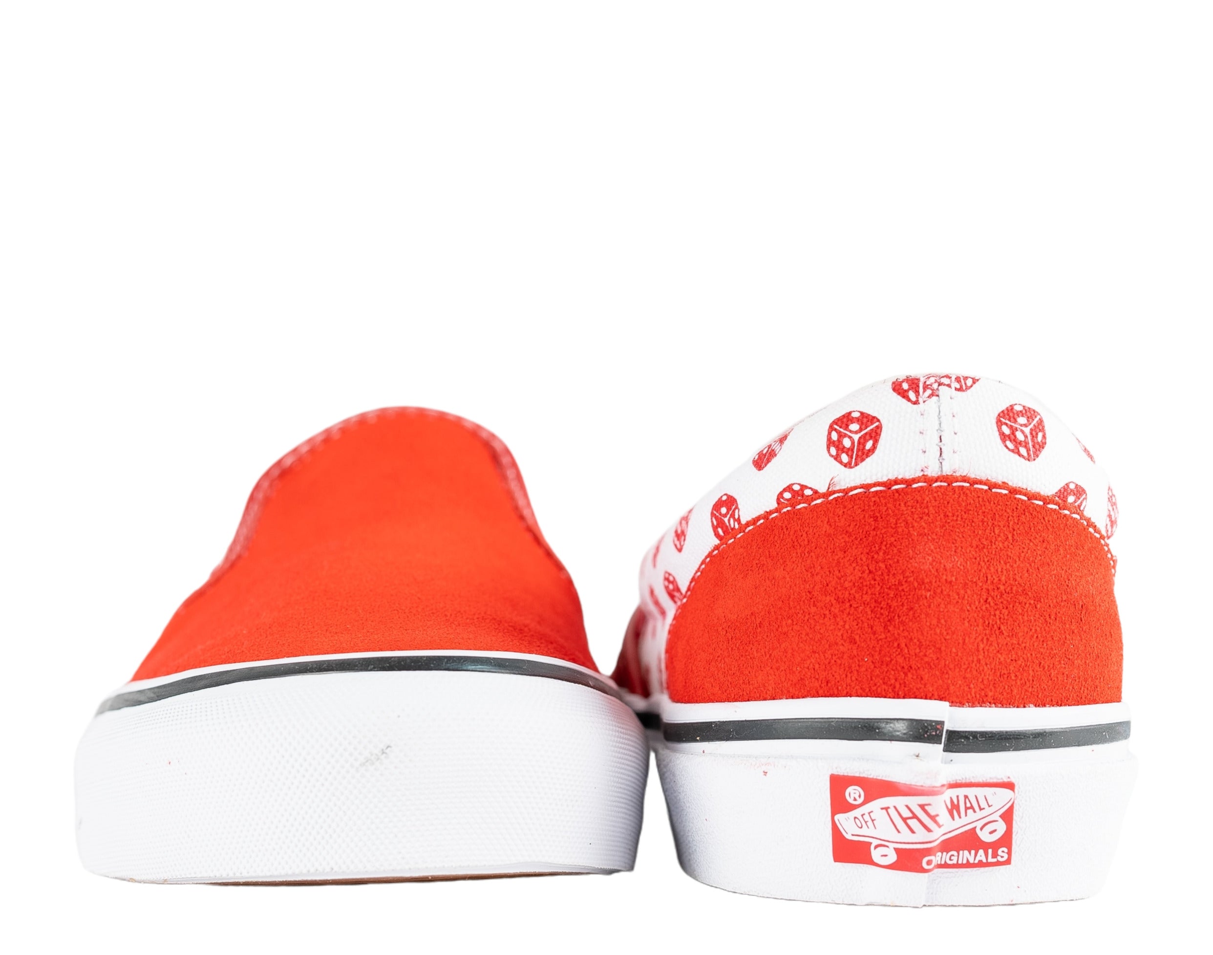 Vans x Bodega OG Classic Slip-On LX Dice High Stakes Sneakers — Racing Red/True White