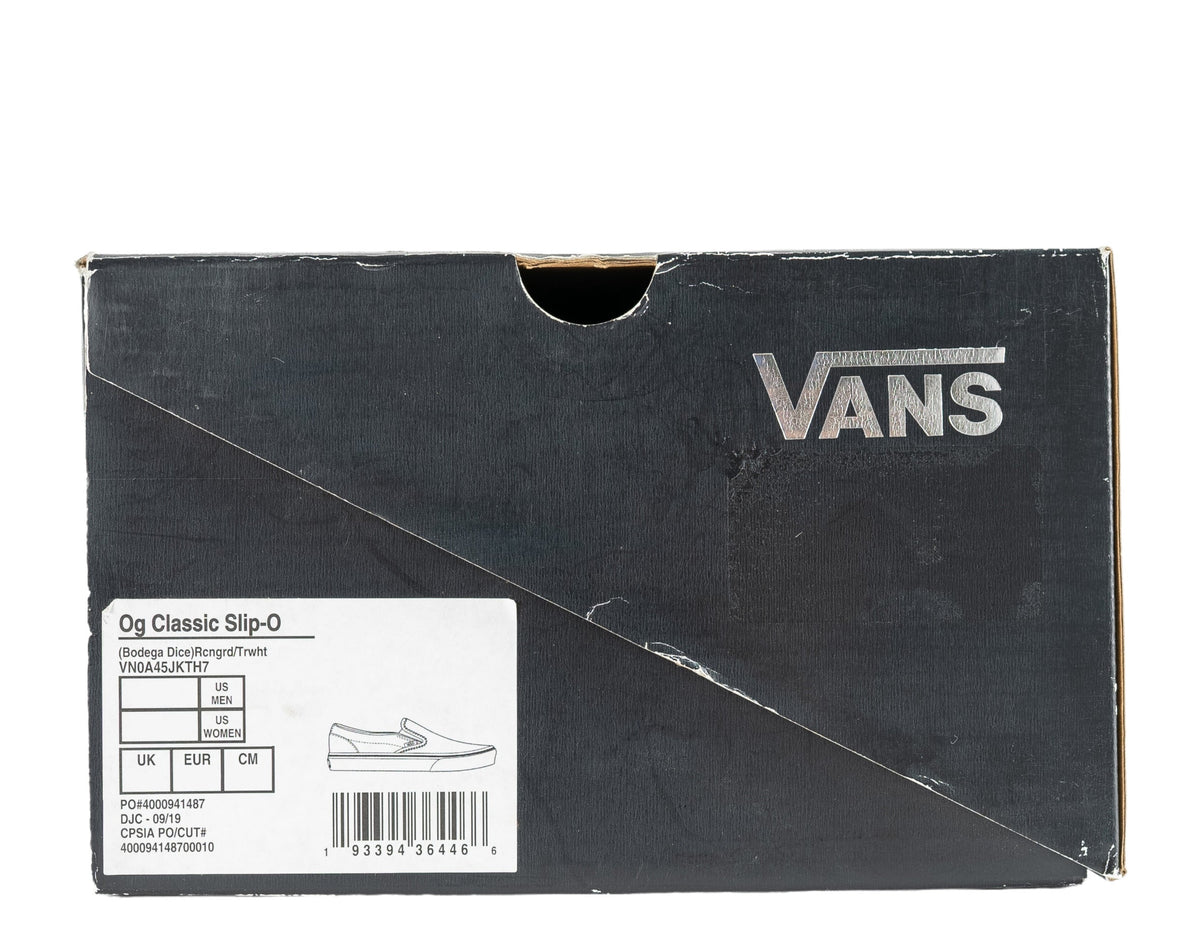 Vans x Bodega OG Classic Slip-On LX Dice High Stakes Sneakers — Racing Red/True White – product view 7