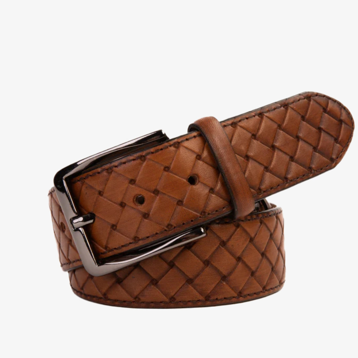 Vinci Leather The Vatra Brown Woven Leather Belt – product view 1