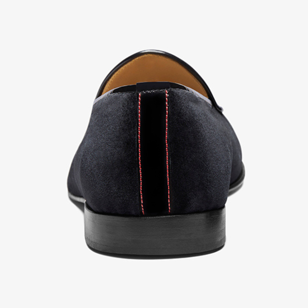 Del Toro Shoes Men's Black Velvet Slipper II With Black Grosgrain Stripe