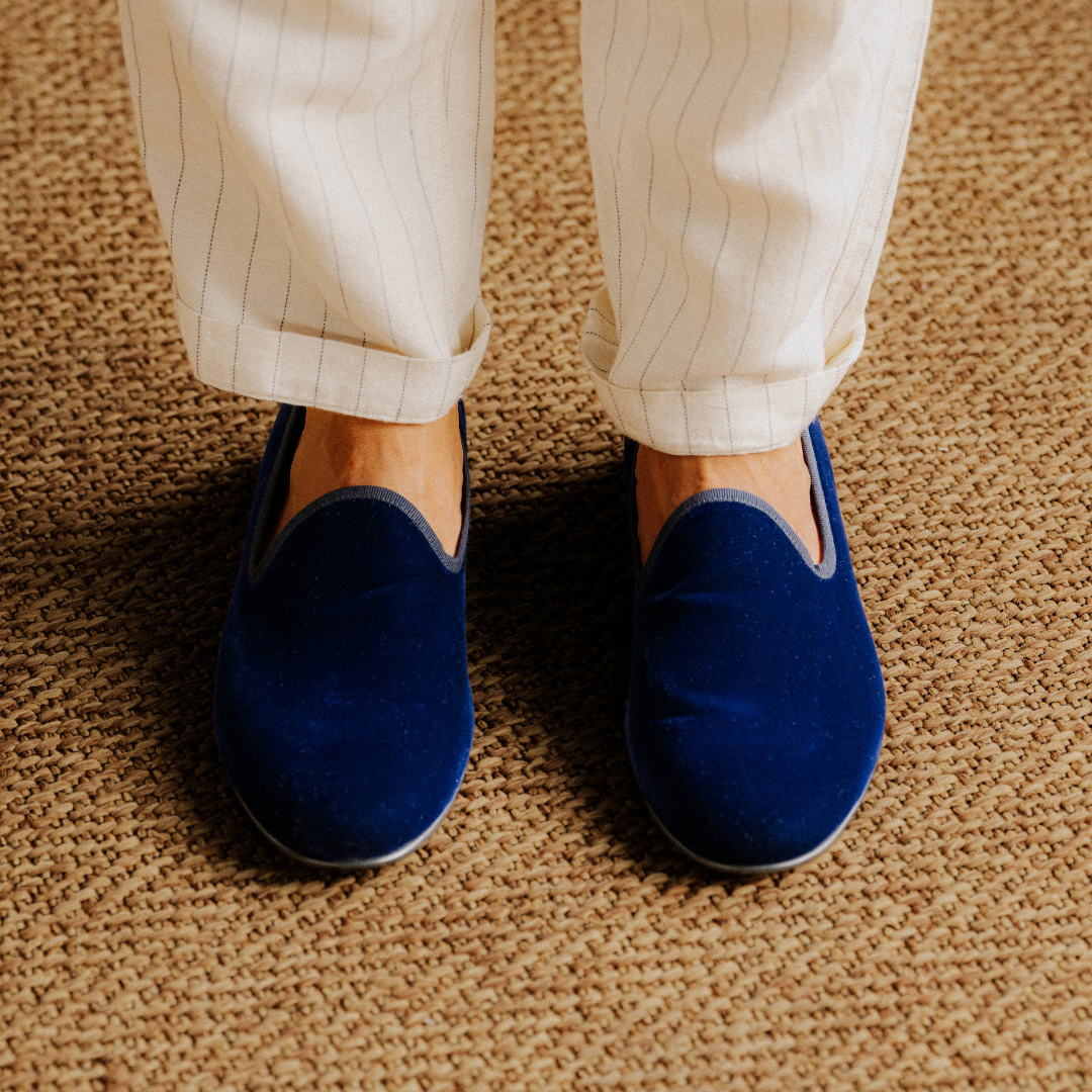 Del Toro Shoes Men's Blue Velvet Slipper II