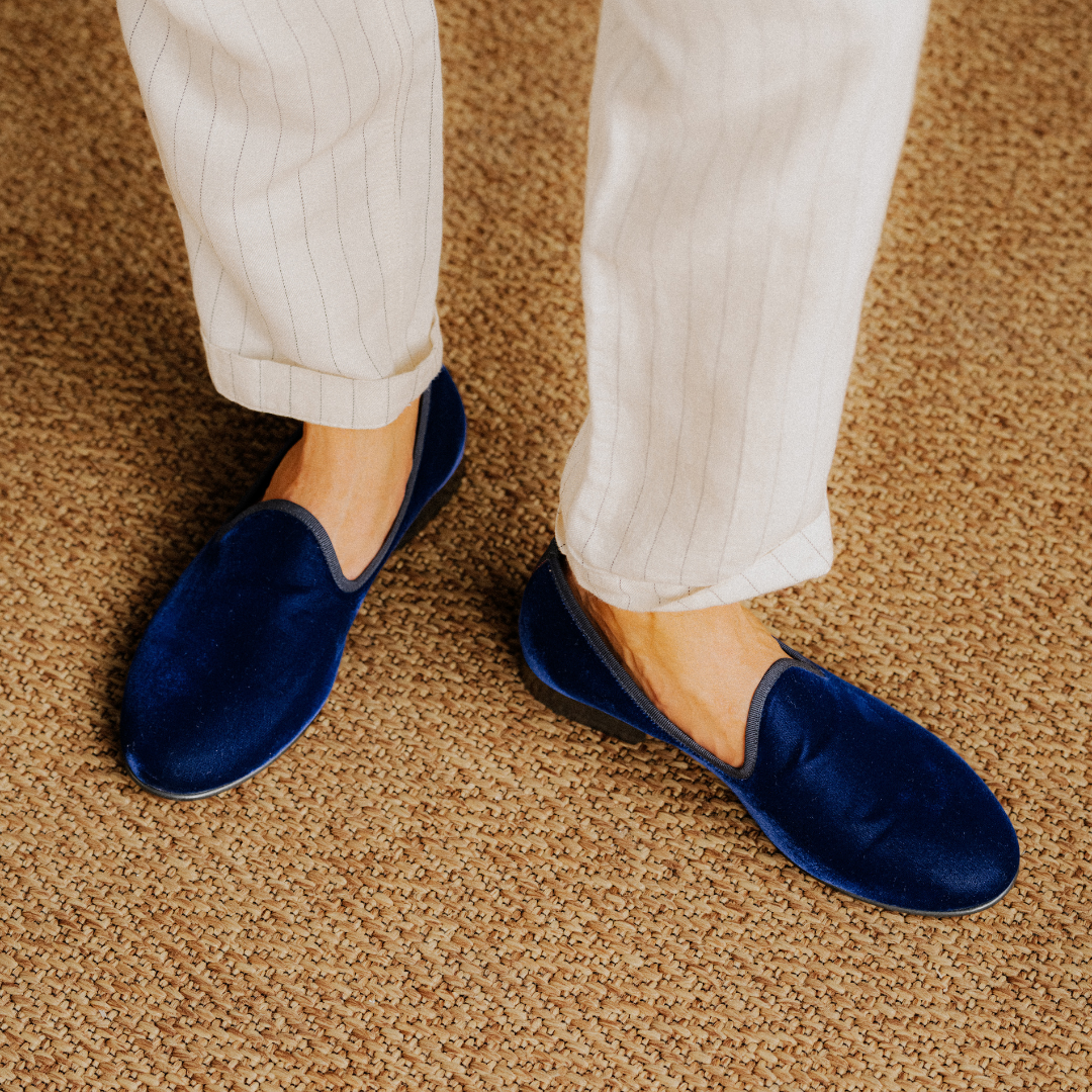 Del Toro Shoes Men's Blue Velvet Slipper II