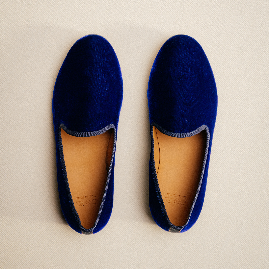 Del Toro Shoes Men's Blue Velvet Slipper II