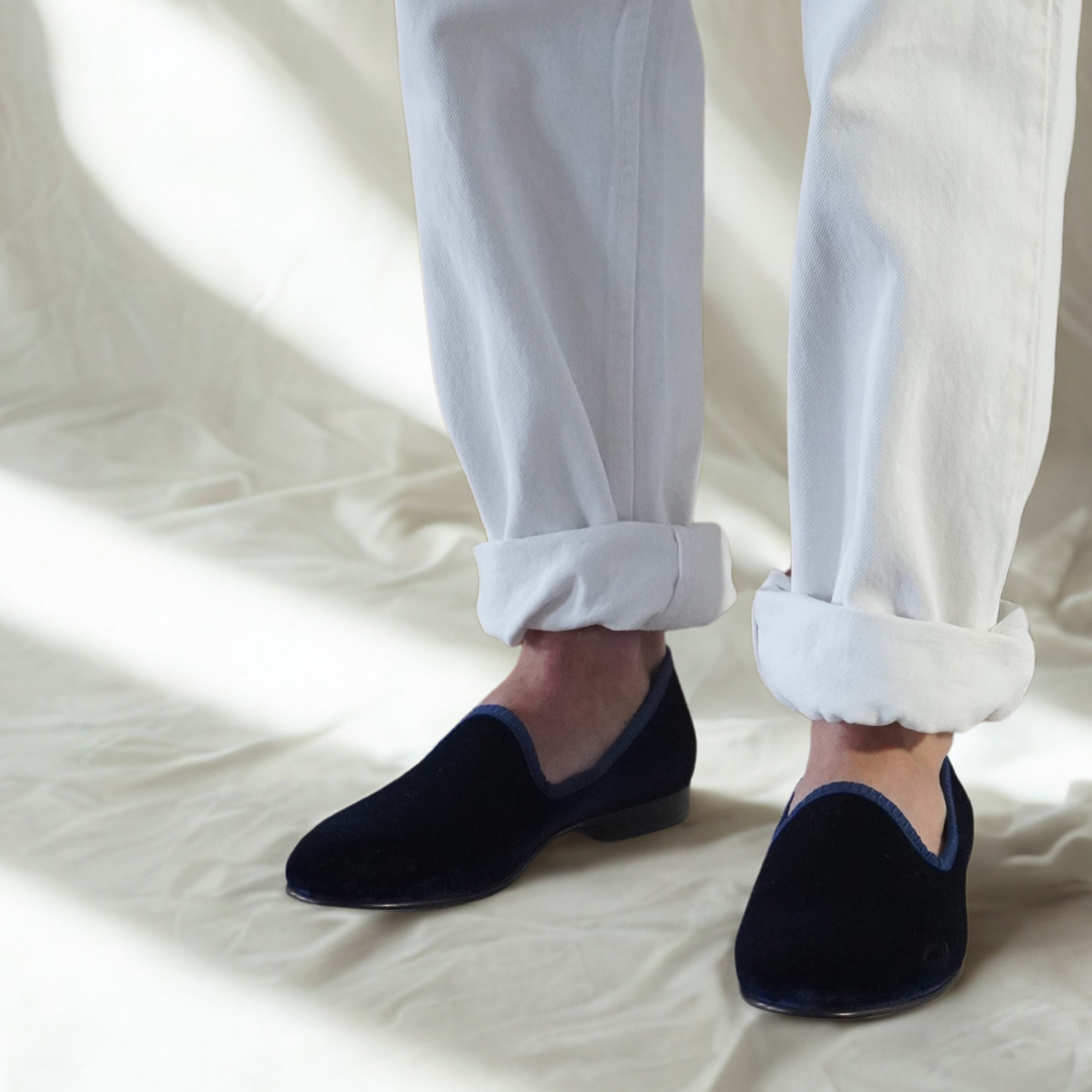 Del Toro Shoes Men's Navy Velvet Slipper II
