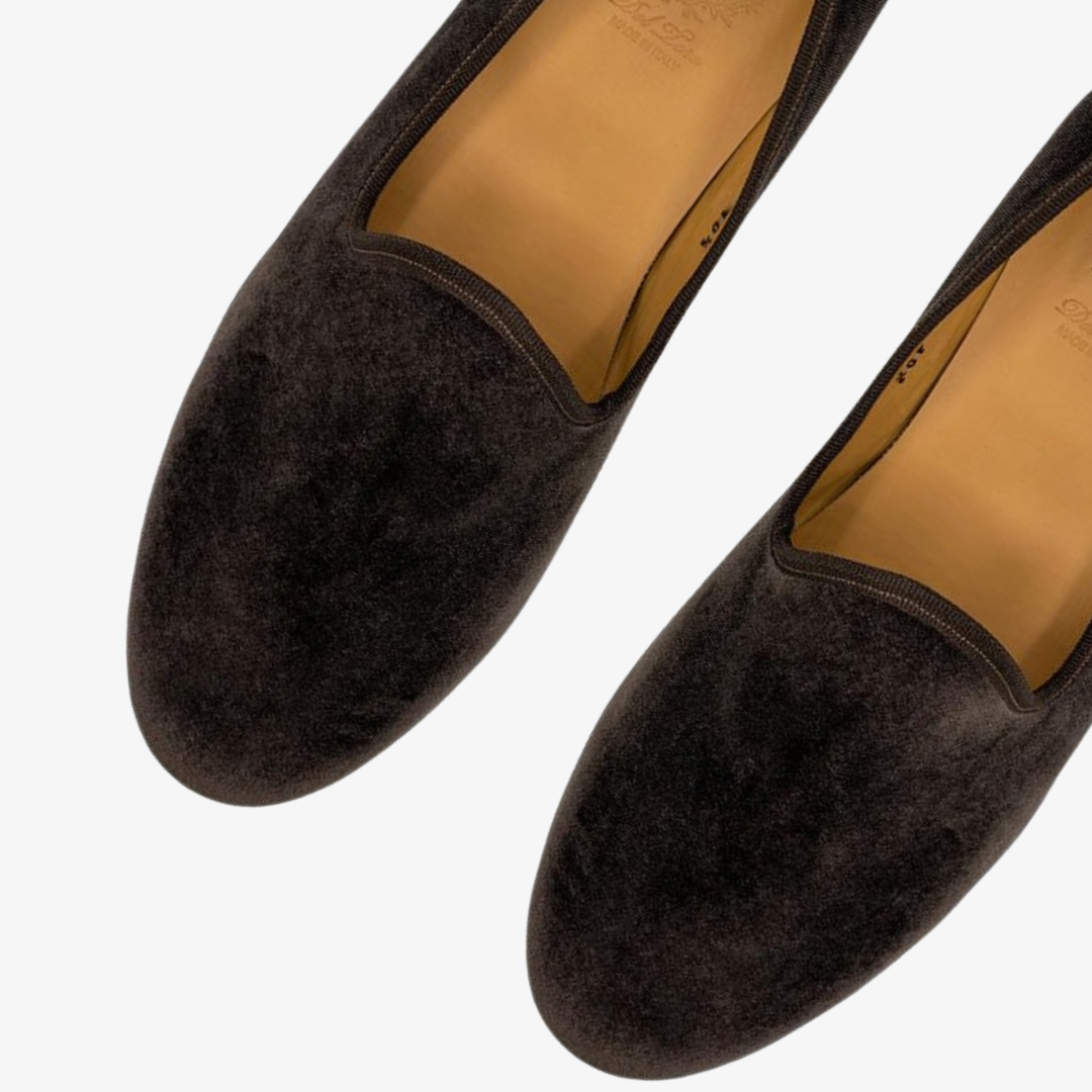 Del Toro Shoes Men's Brown Velvet Slipper II