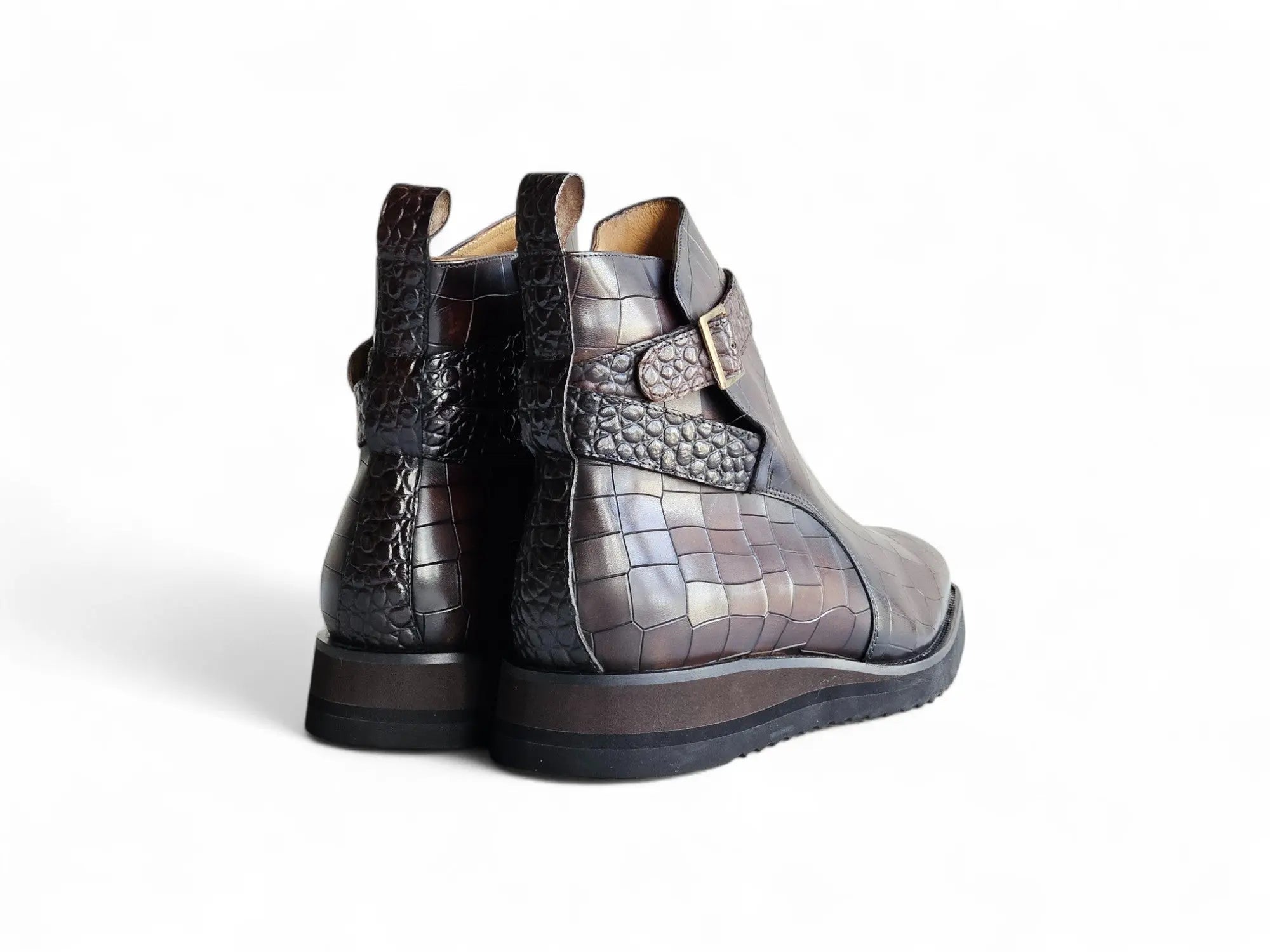 Carrucci Shoes Vesper Cross Strap Buckle Boot Men's Calfskin Leather KB517 01E view 9