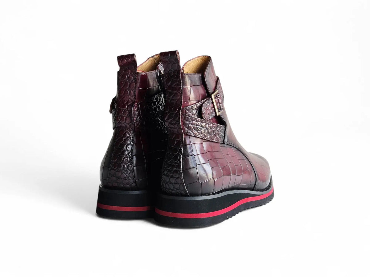 Carrucci Shoes Men's Vesper Cross Strap Buckle Boot Men's Calfskin Leather KB517 01E