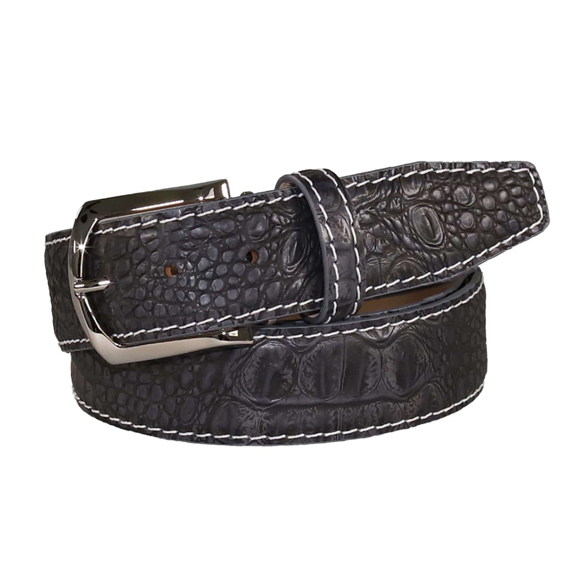 Vintage Gray Mock Croc Leather Belt