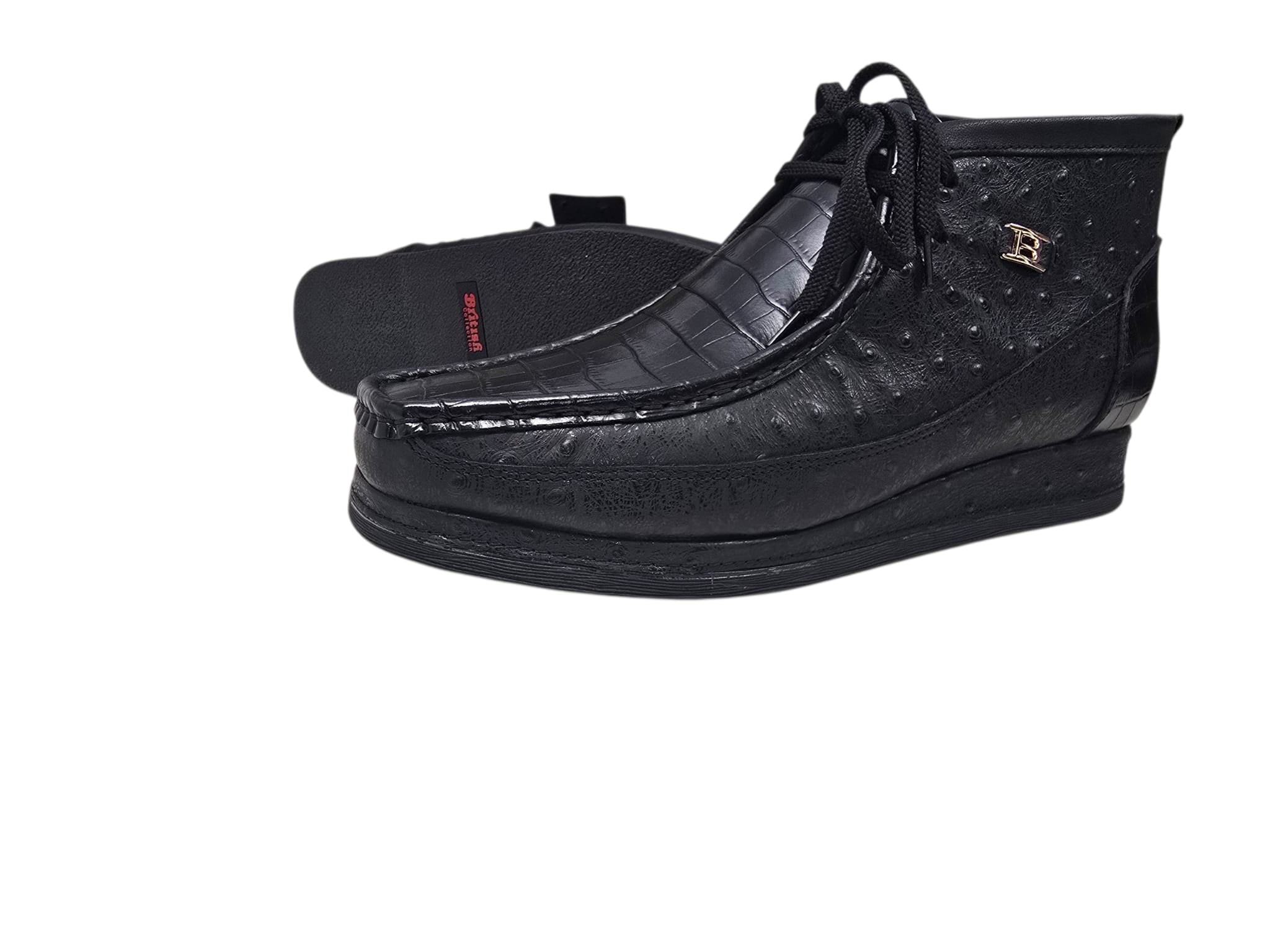 British Walkers New Castle Dual Exotic Men's Limited Edition Ostrich and Crocodile Print Leather Chukka Boot