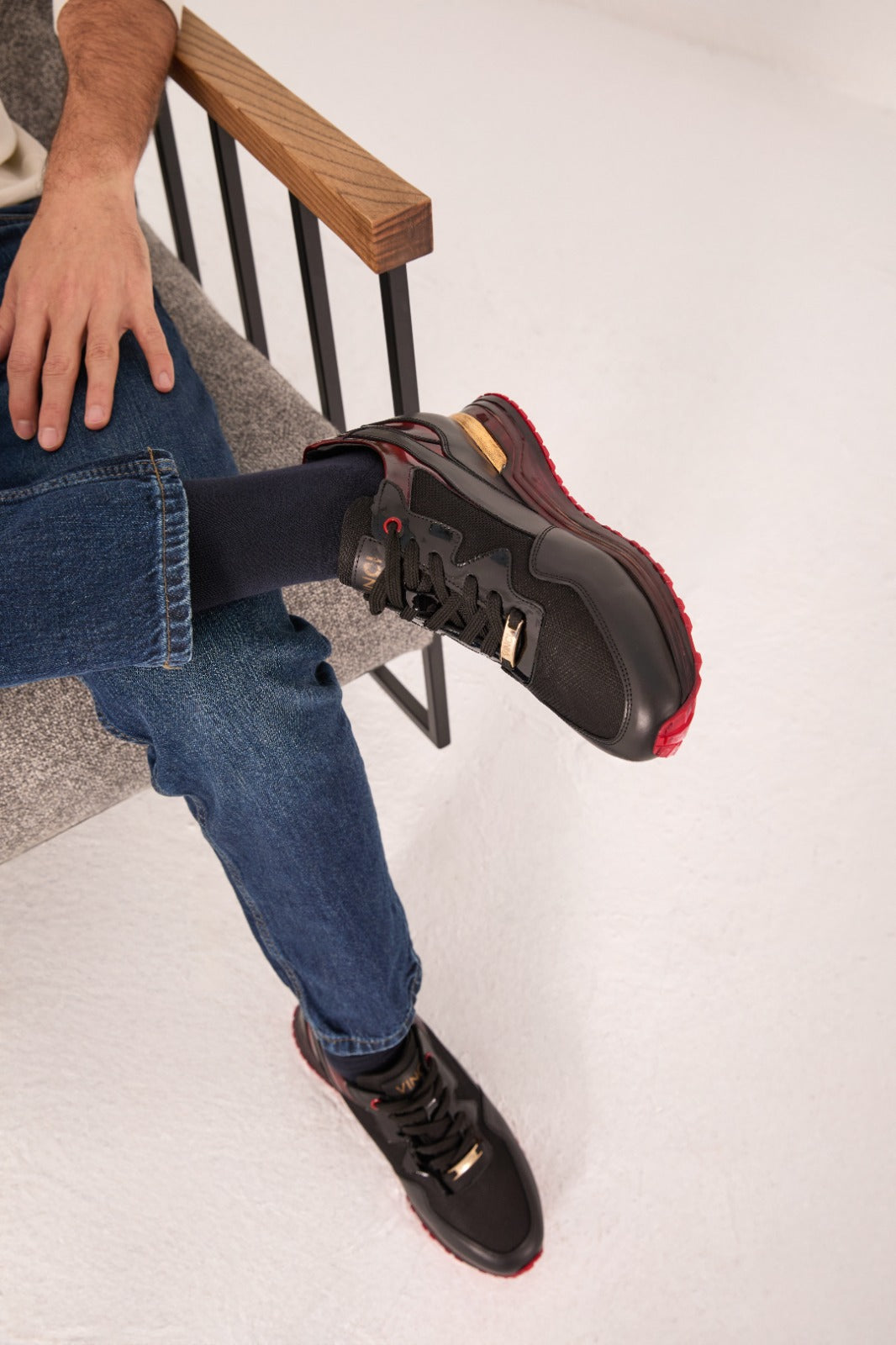 Vinci Leather The Rialto Black & Red Patent Leather Men Sneaker – product view 12
