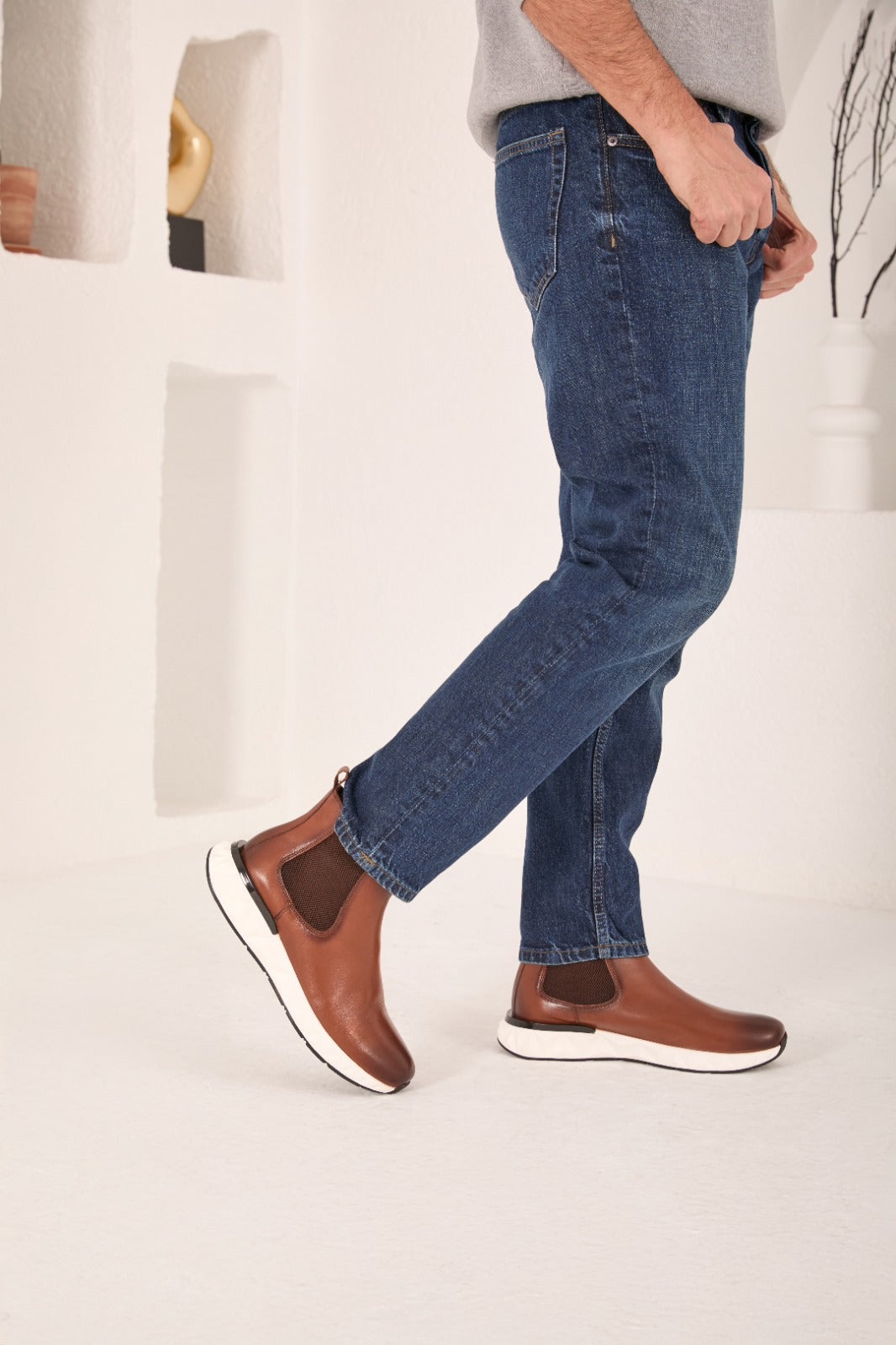 Vinci Leather The Apex Tan Leather Men Chealsea Boot – product view 10