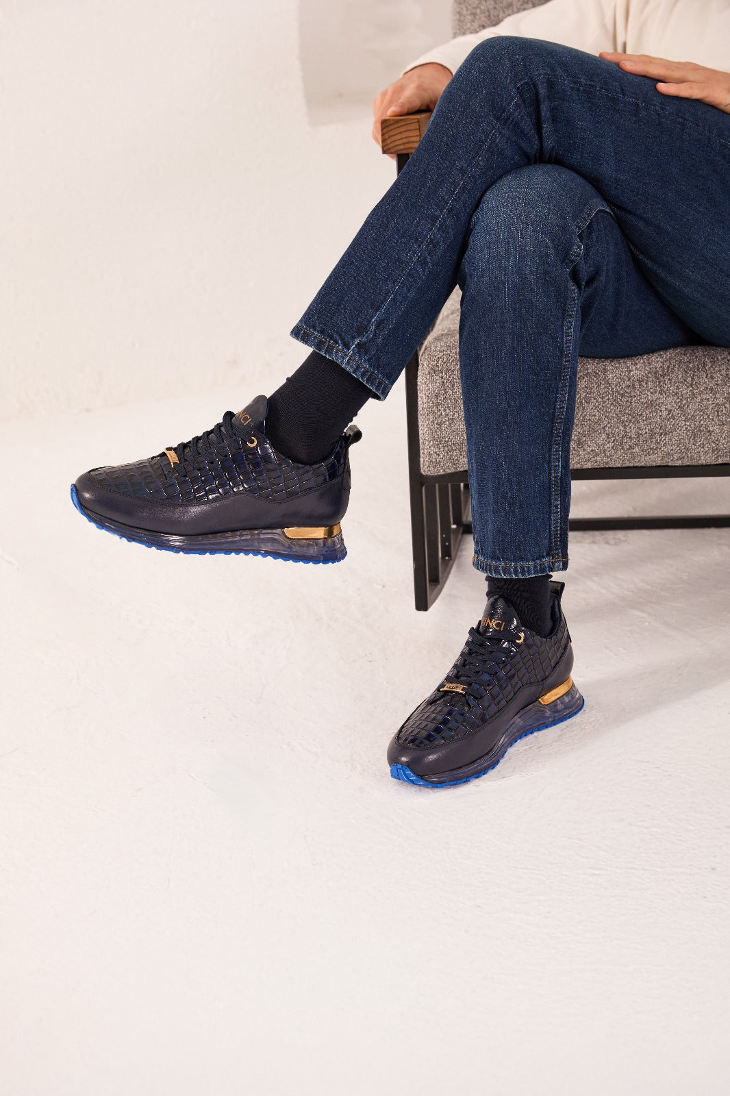 Vinci Leather The Marseille Navy Blue Leather Men Sneaker – product view 10