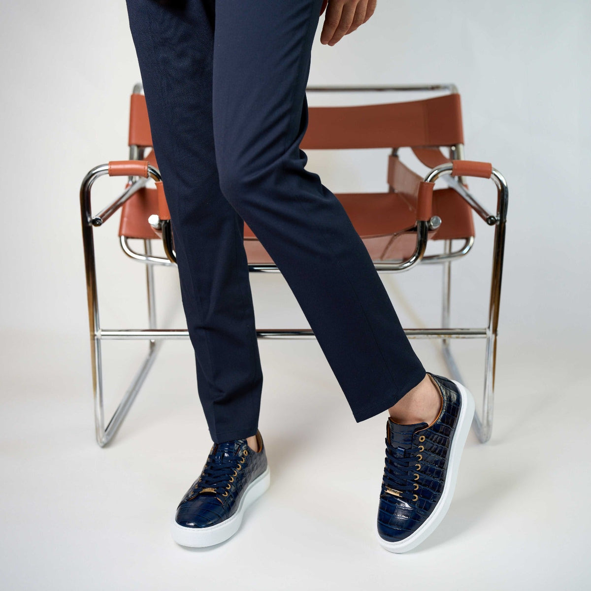 Vinci Leather The Dublin Blue Leather Men Sneaker – product view 11