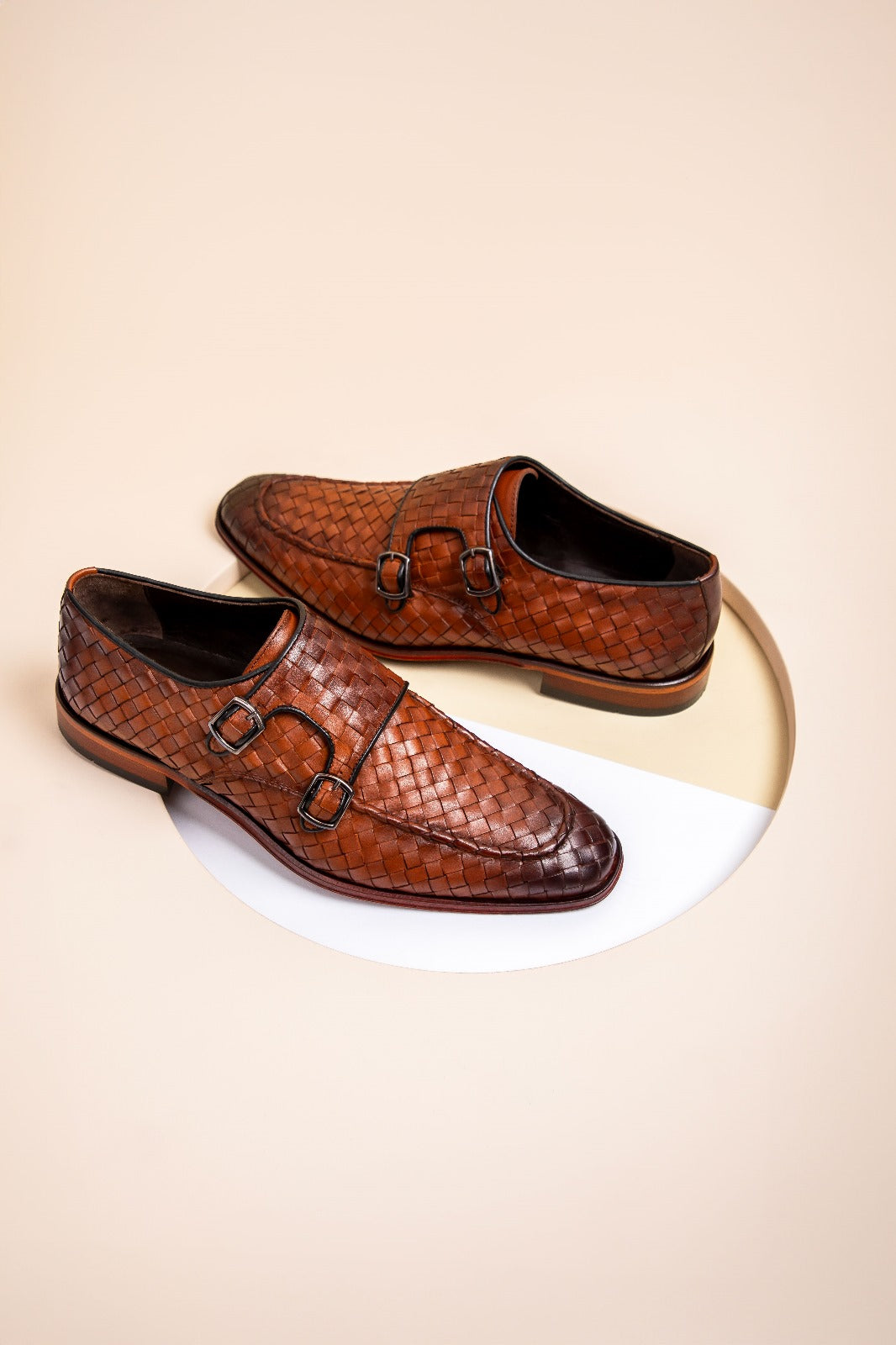 Vinci Leather The Turan Brown Woven Double Monk Strap Dress Men Shoe – product view 11