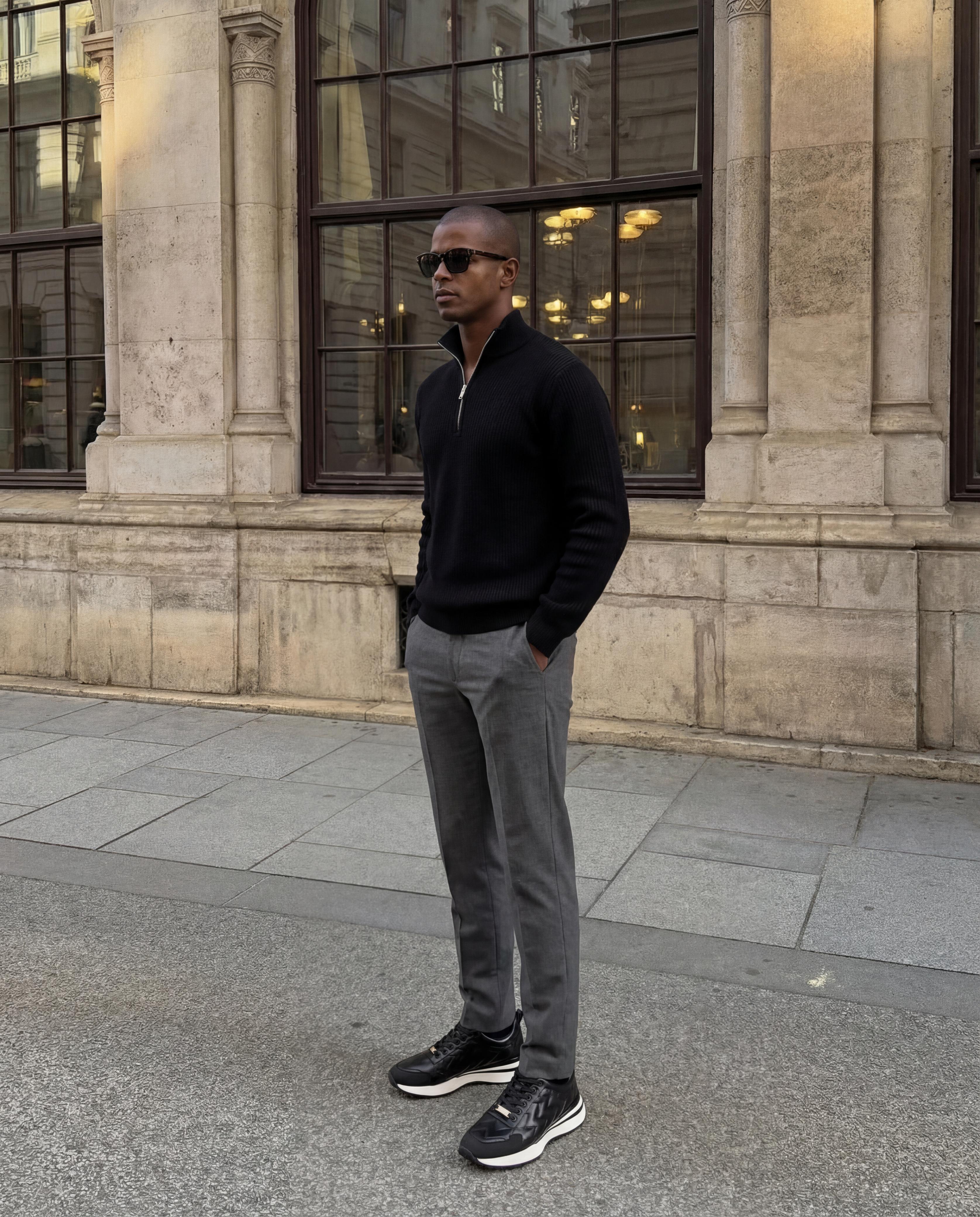 The Veneto Black Leather Men Sneaker
