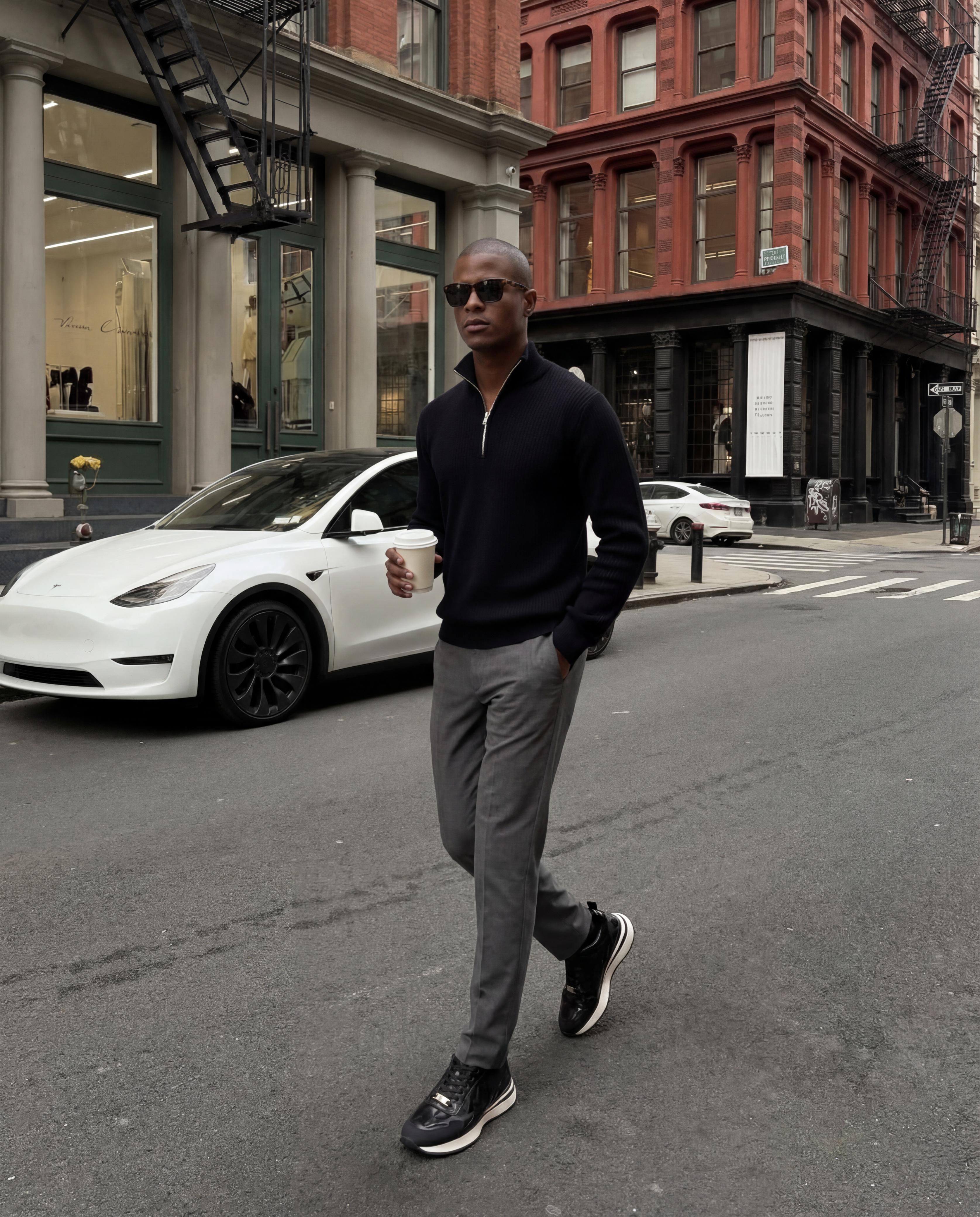 The Veneto Black Leather Men Sneaker