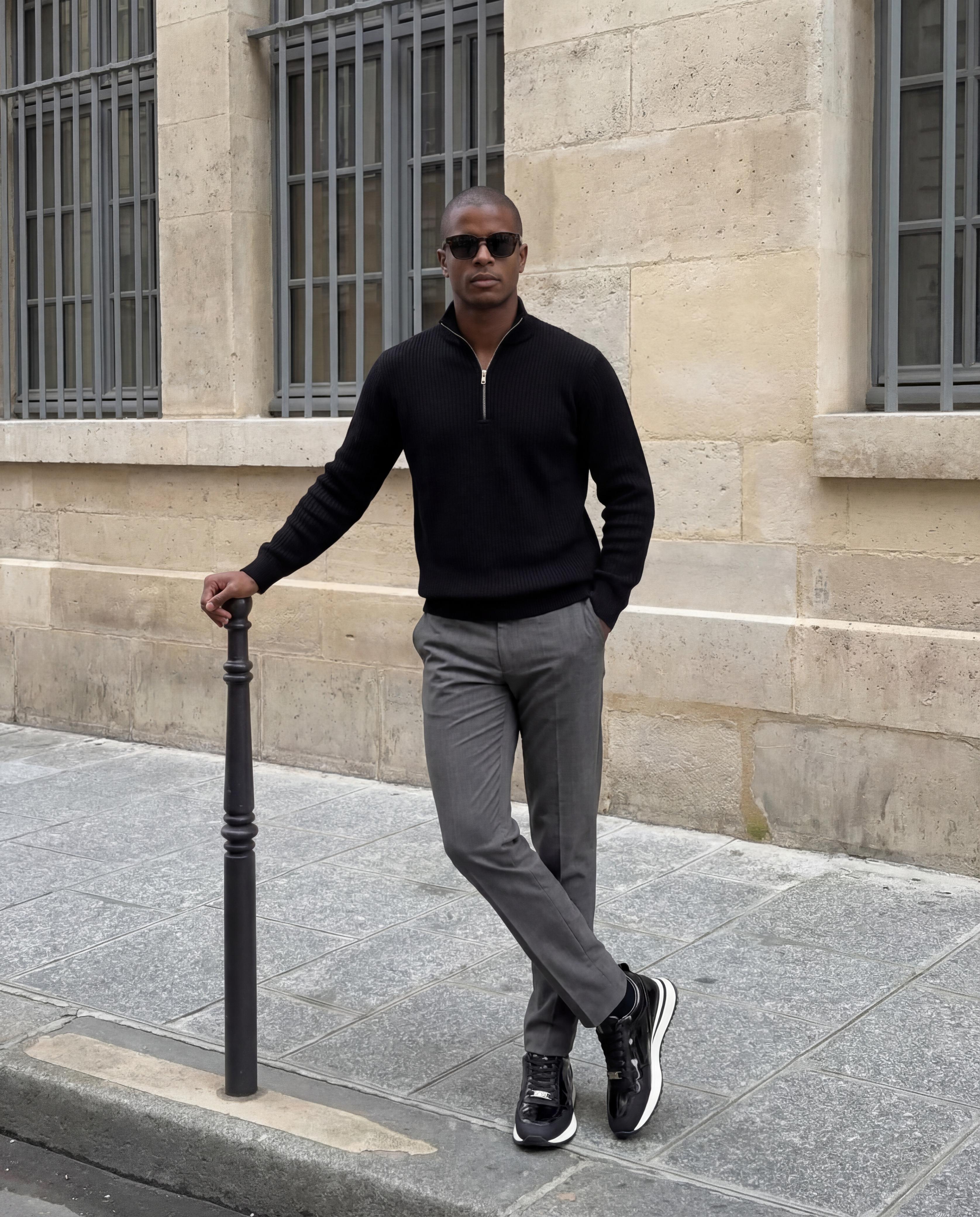 The Veneto Black Leather Men Sneaker