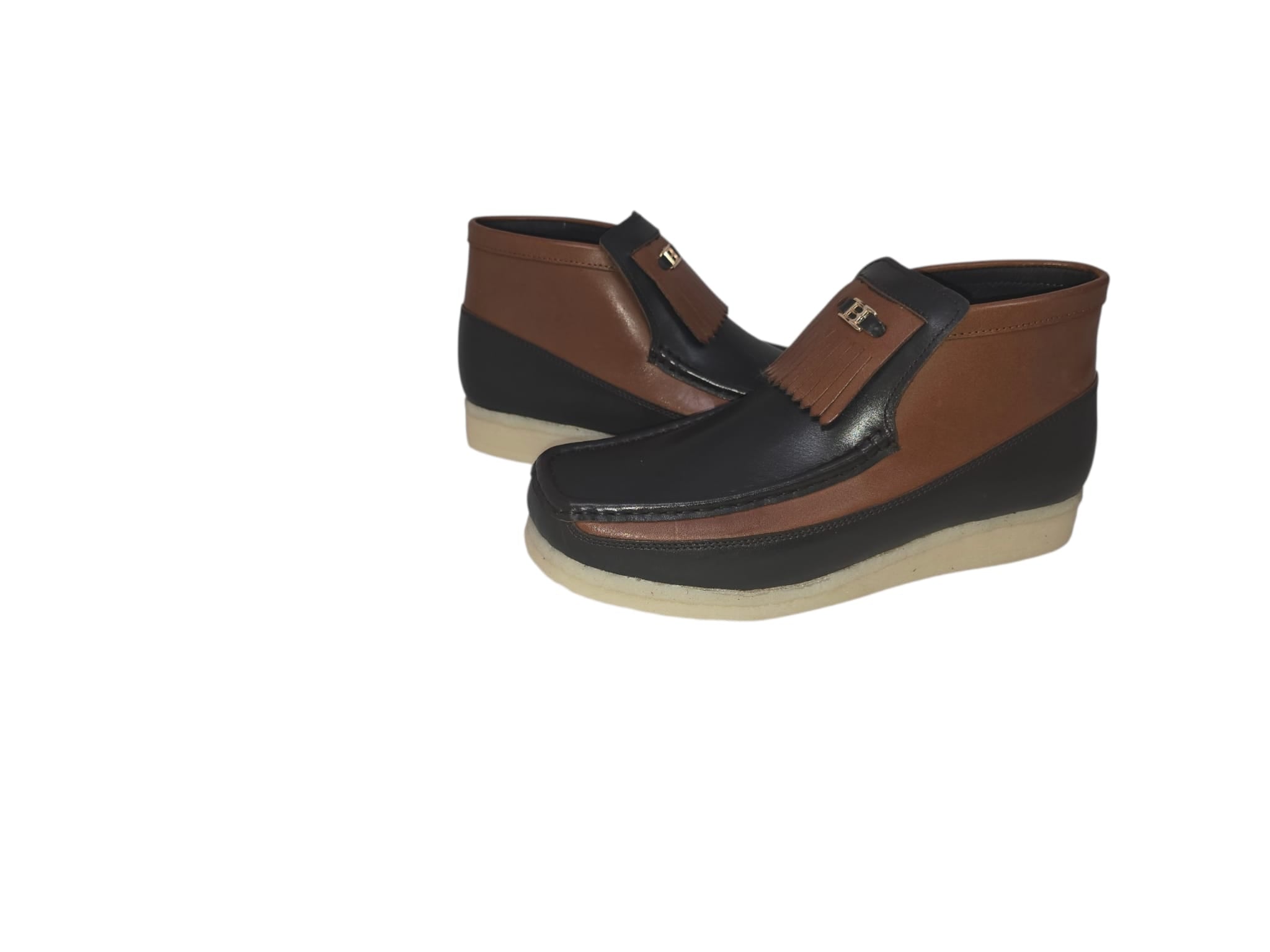 British Walkers Fringe Empire Men's Classic Retro Leather Fringe Slip On Crepe Sole Shoe
