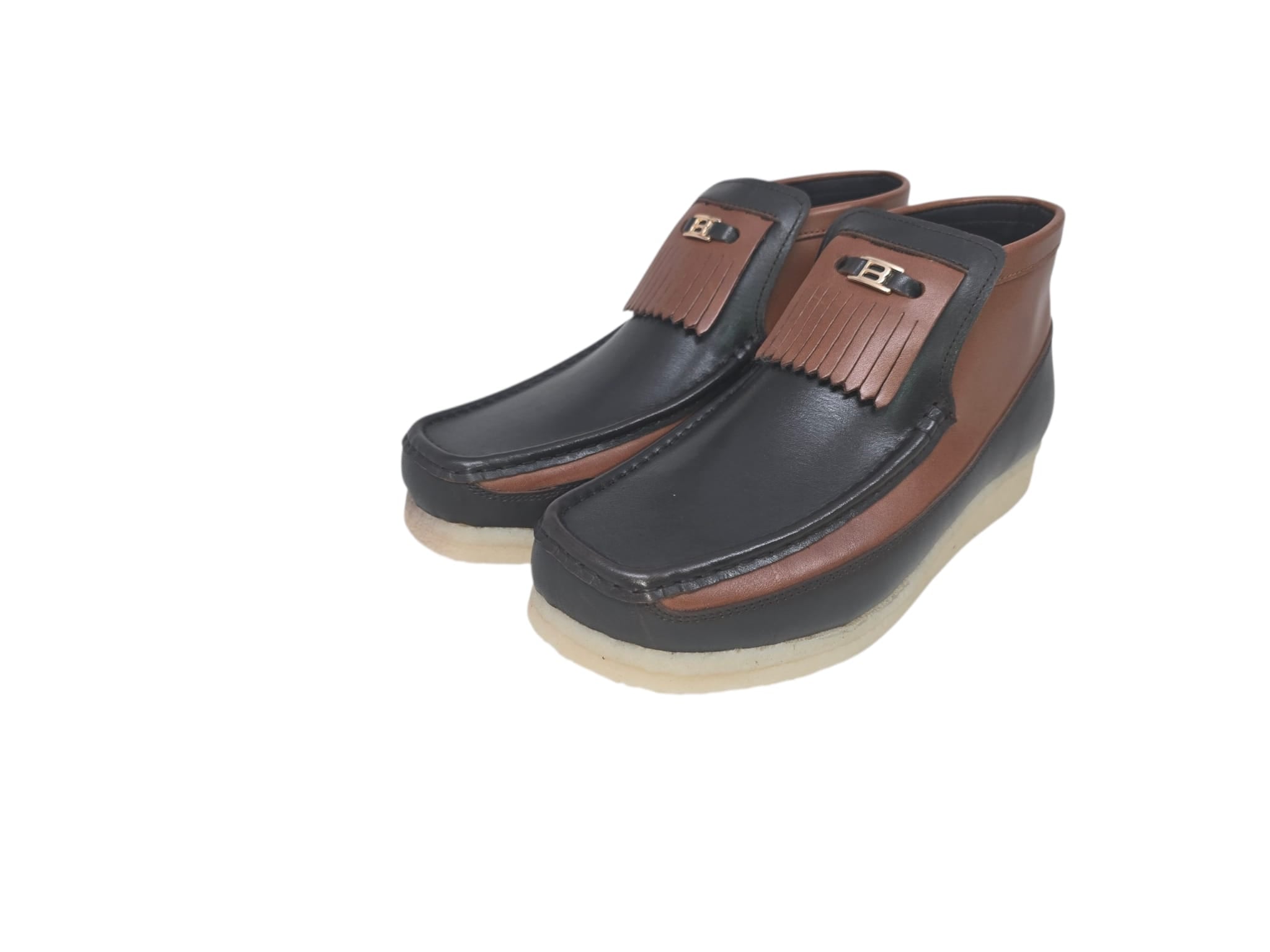 British Walkers Fringe Empire Men's Classic Retro Leather Fringe Slip On Crepe Sole Shoe