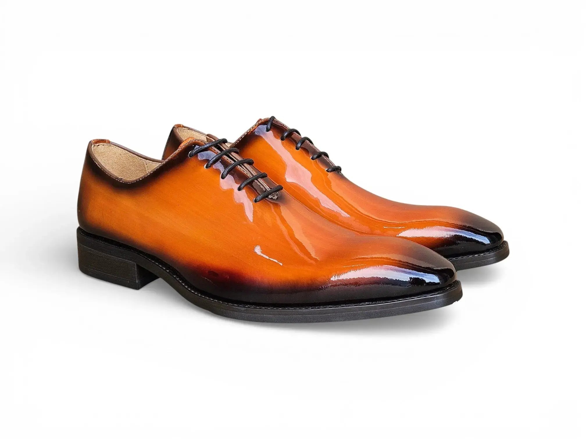 Carrucci Shoes Men's KS Wholecut Burnished Oxford Patent Leather KS503 101P β Front View