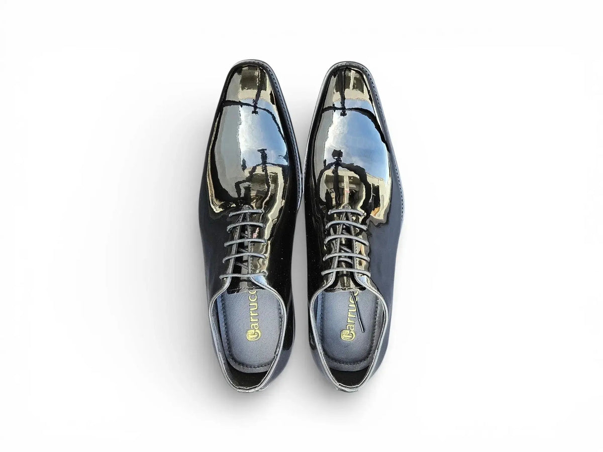 Carrucci Shoes Men's KS Wholecut Burnished Oxford Patent Leather KS503 101P β Side Profile