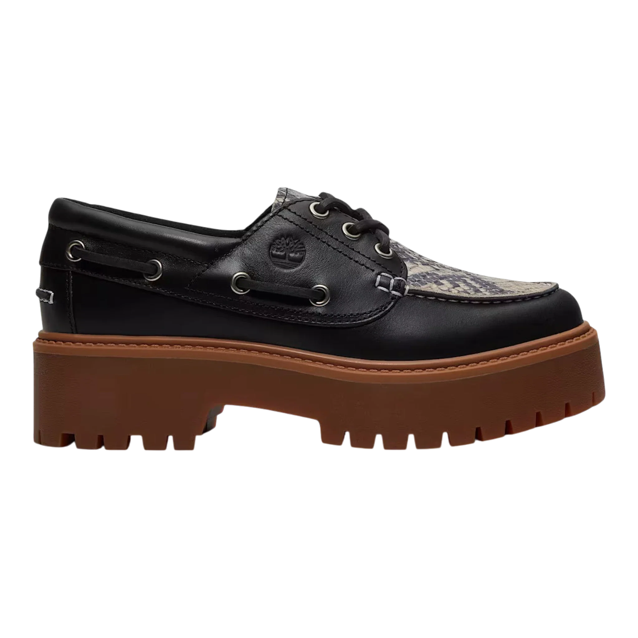 TIMBERLAND STONE STREET BOAT SHOE WOMEN SNAKE PRINT SUEDE