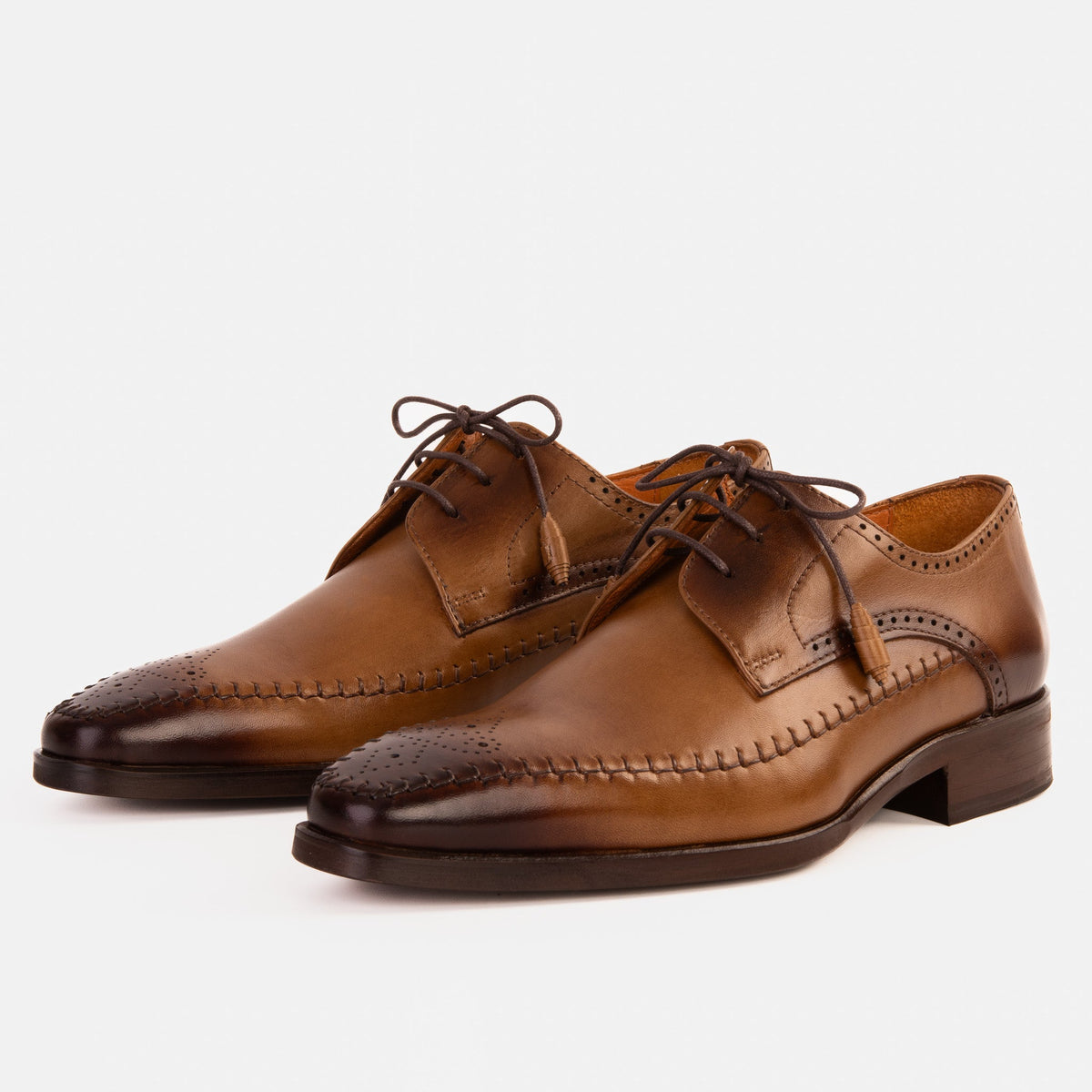 Vinci Leather The Moon Tan Leather Derby Men Shoe – product view 2