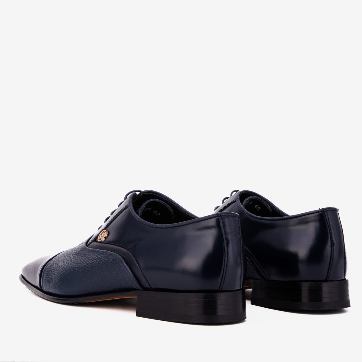 Vinci Leather The Rockwell Handmade Navy Blue Leather Cap Toe Men Oxford Shoe – product view 7