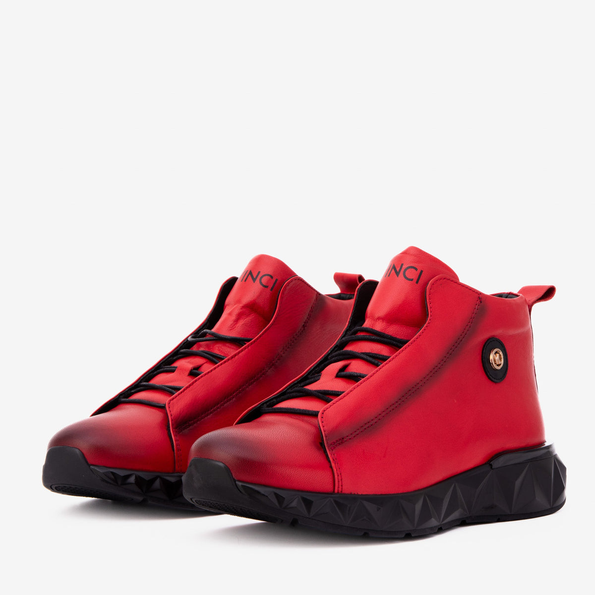 Vinci Leather The Vertex Red Leather Men's Sneaker – product view 2