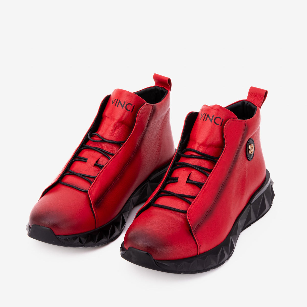 Vinci Leather The Vertex Red Leather Men's Sneaker – product view 6