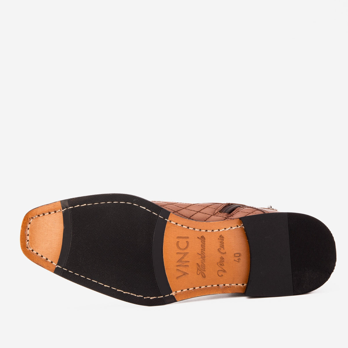 Vinci Leather The Zeus Brown Leather Lace-Up Men Boot with a Zipper – product view 11