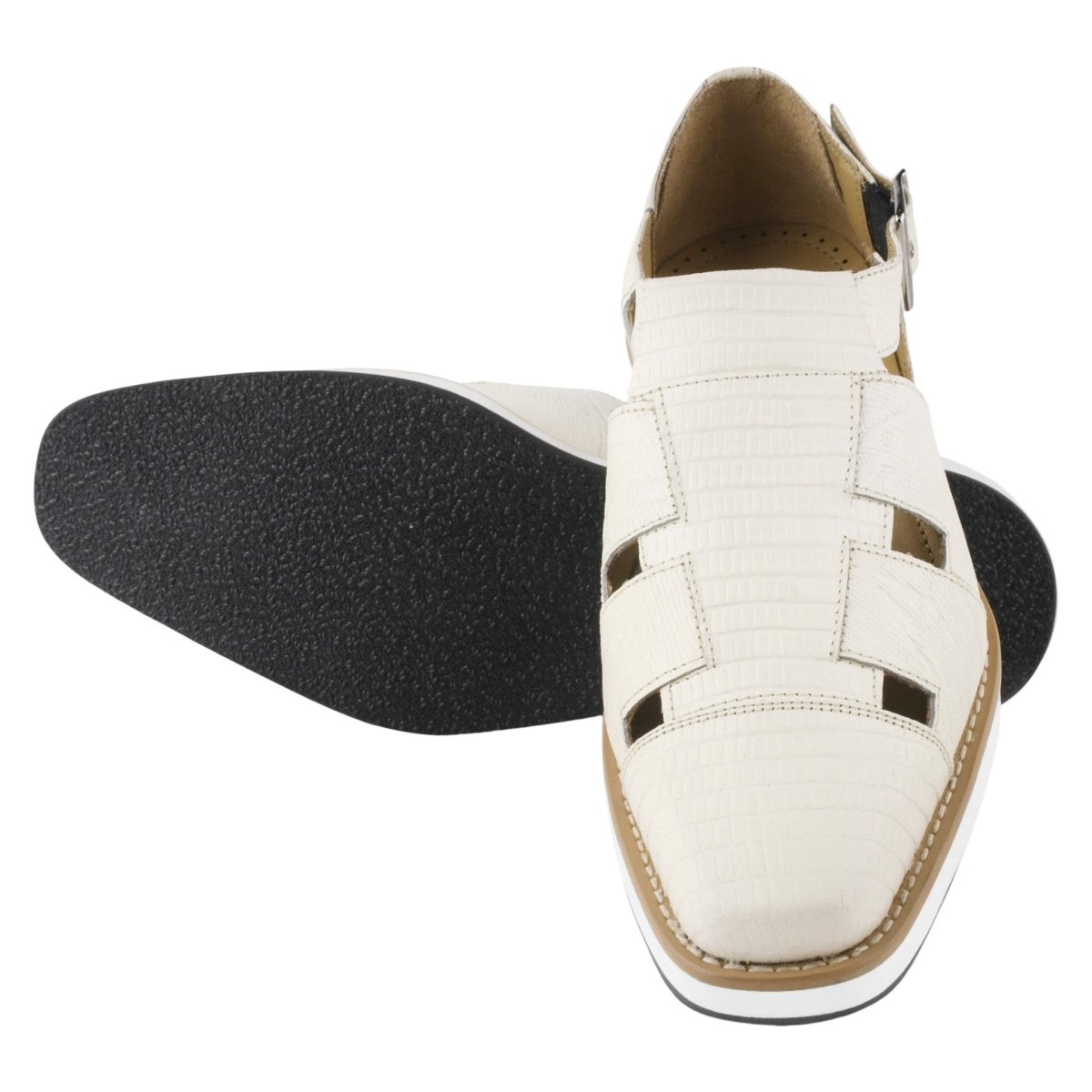 Liberty Zeno Adam Mens Fisherman Lizard Print Genuine Leather Buckle Closure Sandals