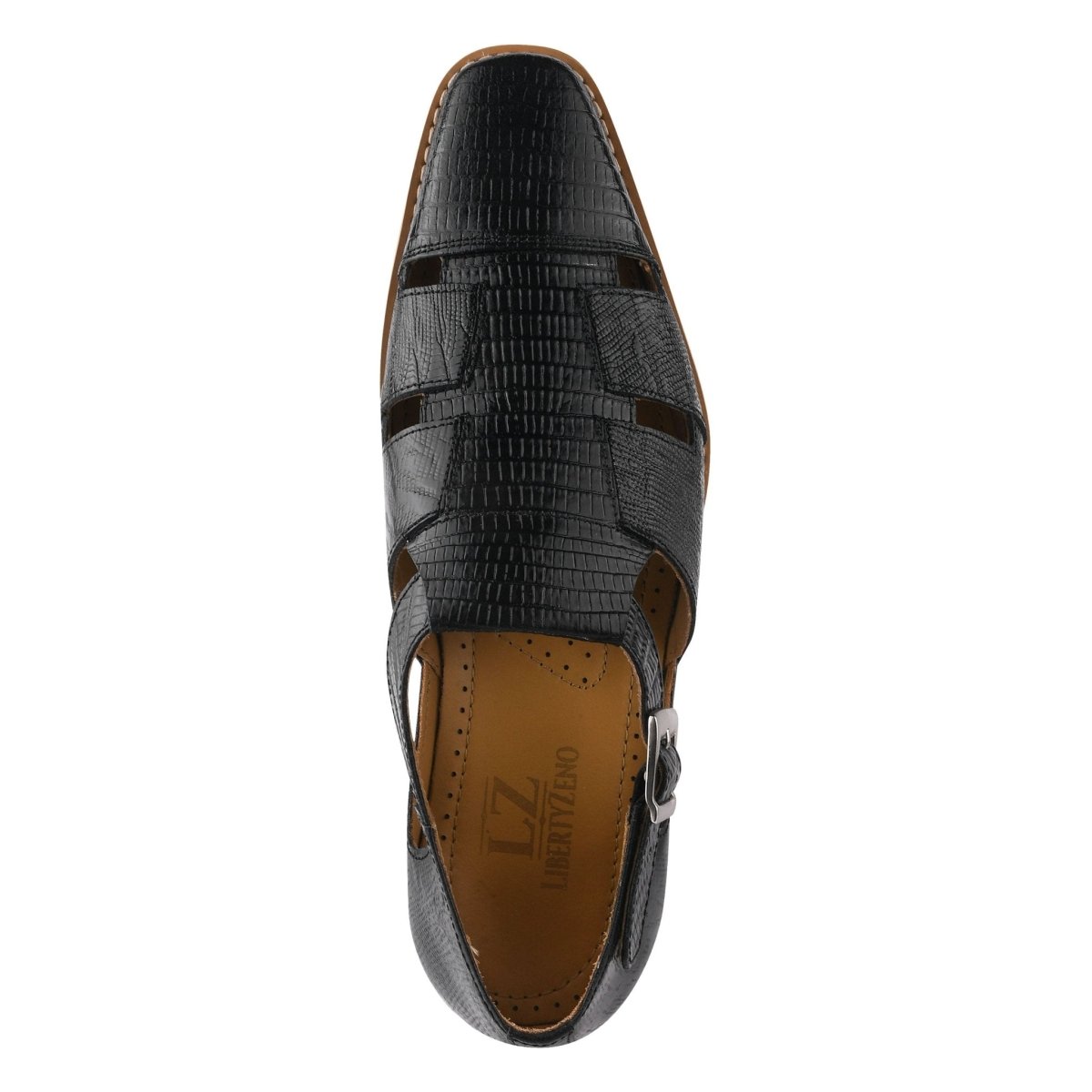 Liberty Zeno Adam Mens Fisherman Lizard Print Genuine Leather Buckle Closure Sandals