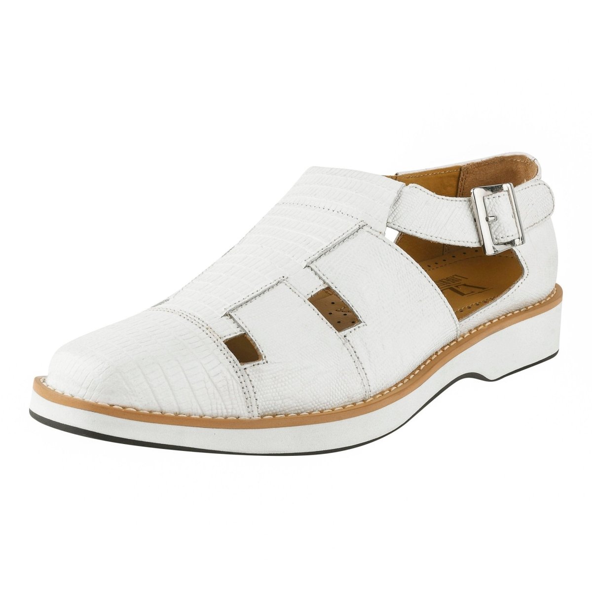 Liberty Zeno Adam Mens Fisherman Lizard Print Genuine Leather Buckle Closure Sandals