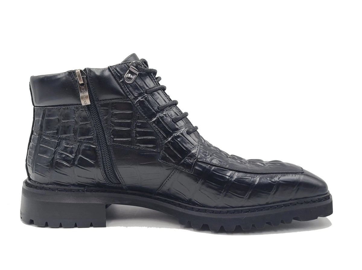 Carrucci Shoes Alligator Embossed Lace Up Boots Men's Calfskin Leather KB51650