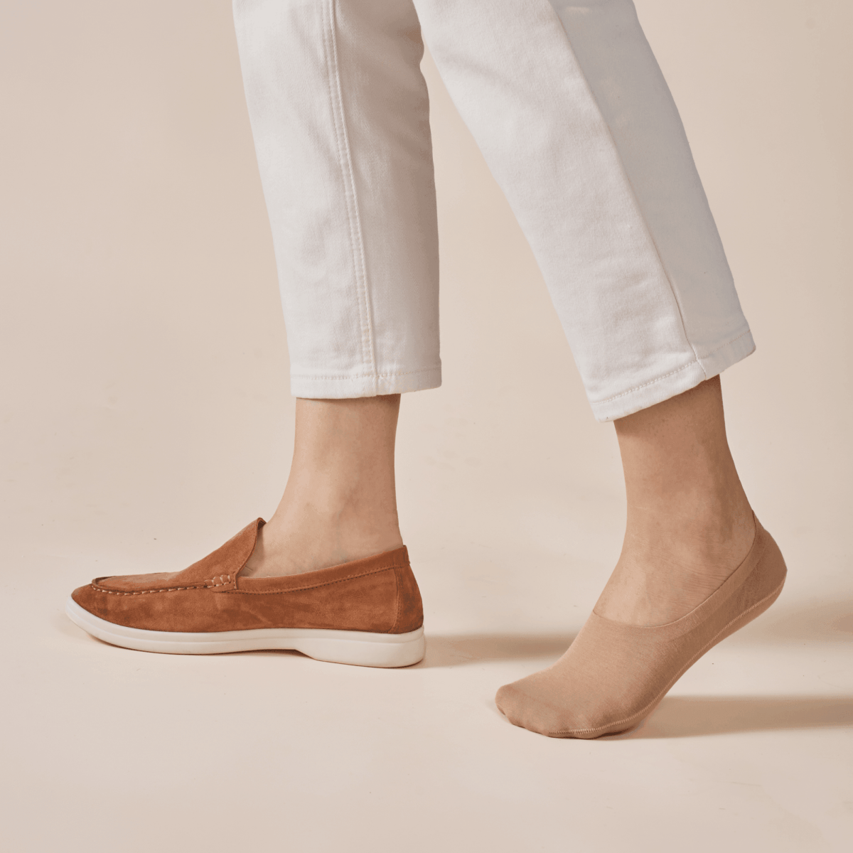 Unisex Cotton No Show Socks 3-Pack | Almond Beige – product view 5