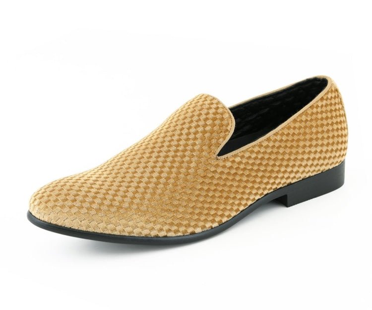 Amali Blaze Gold Velvet Slip On Shoes