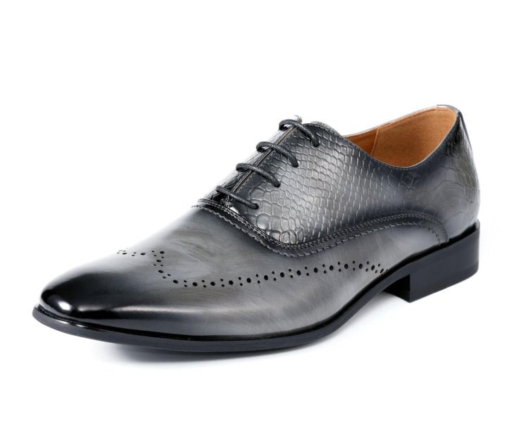 Amali Burke Men's Elegant Gray Leather Oxfords