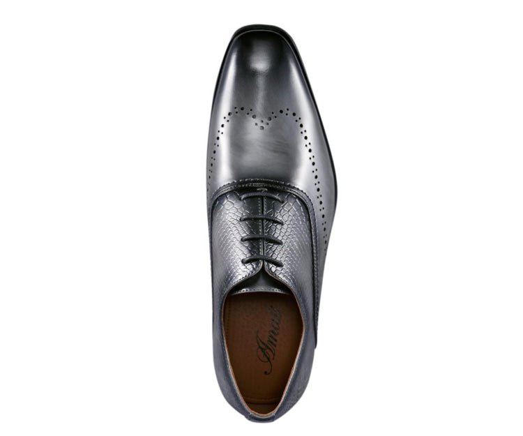 Amali Burke Men's Elegant Gray Leather Oxfords