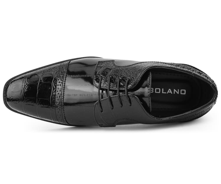 Amali Dallas Black Oxford Dress Shoes Eel Skin