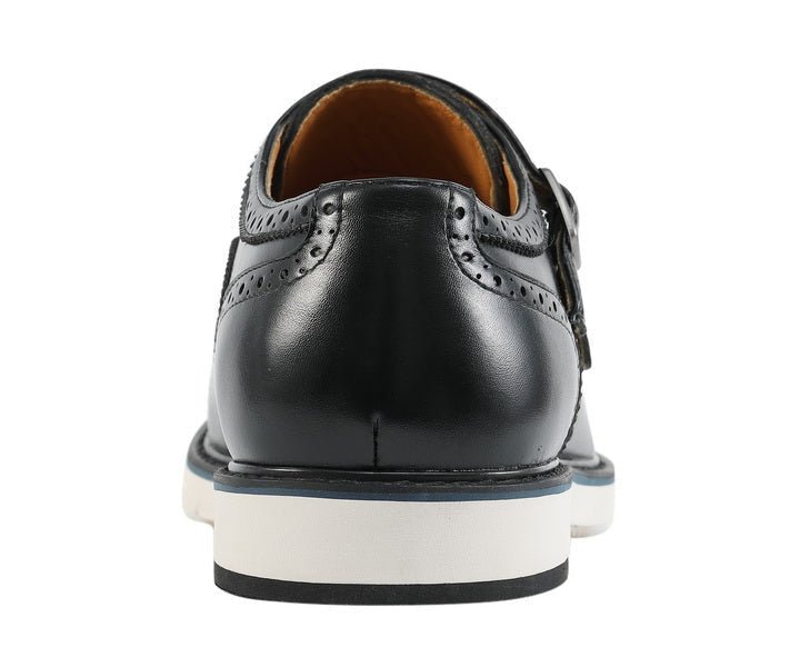 Amali Dario Men's Black Leather Noir Monk Strap Shoes
