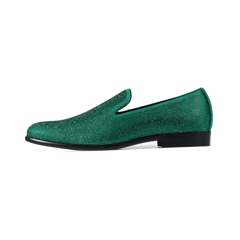 Amali Dazzle Green smoking slipper, side profile