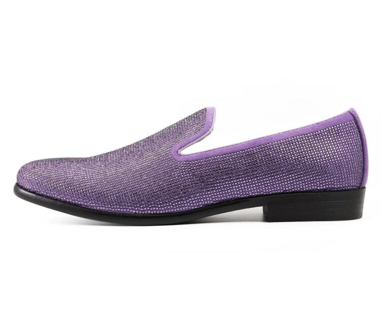 Amali Dazzle Men's Lavender Suede Slip on Loafers