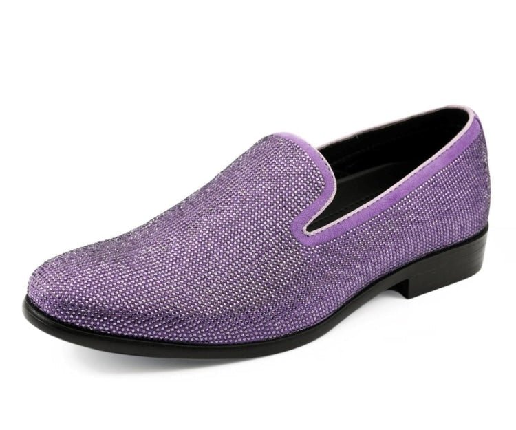 Amali Dazzle Men's Lavender Suede Slip on Loafers