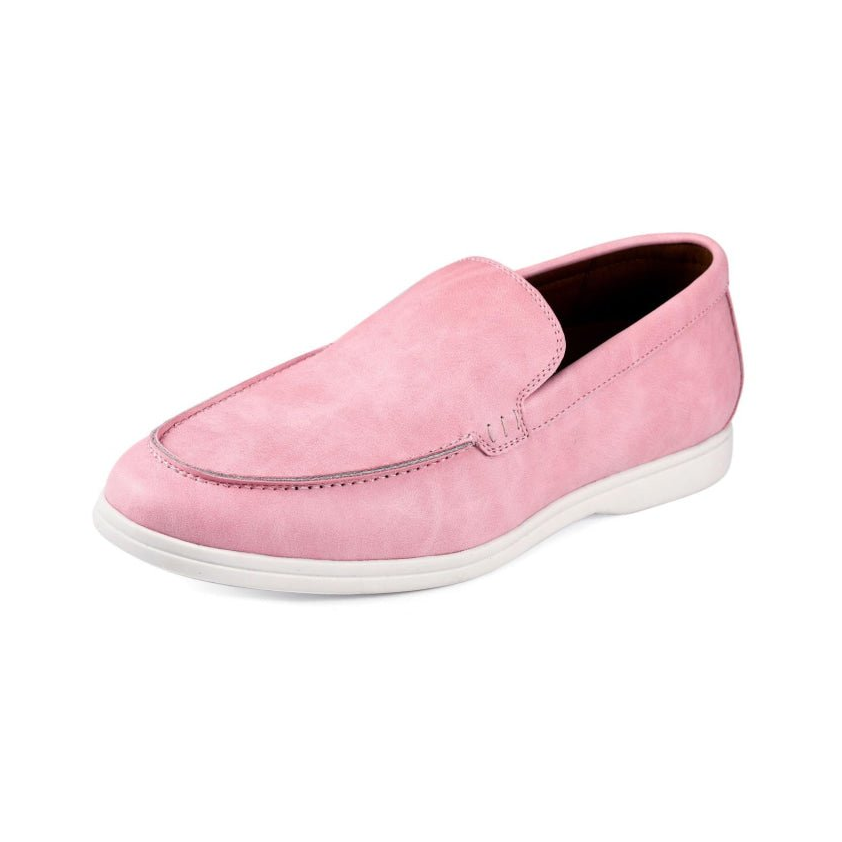 Amali Deniz men's pink slip-on loafer, three-quarter view