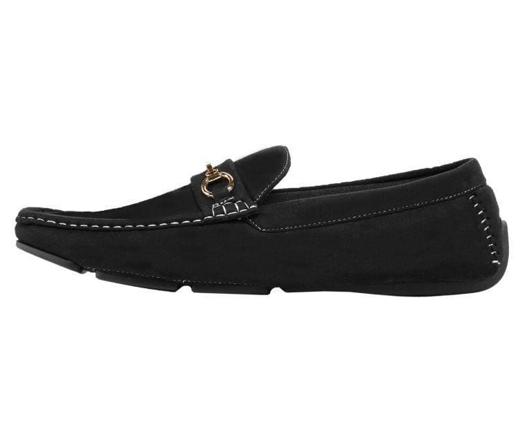 Amali Ecker Black Menโs Suede Moccasins With Gold Chain