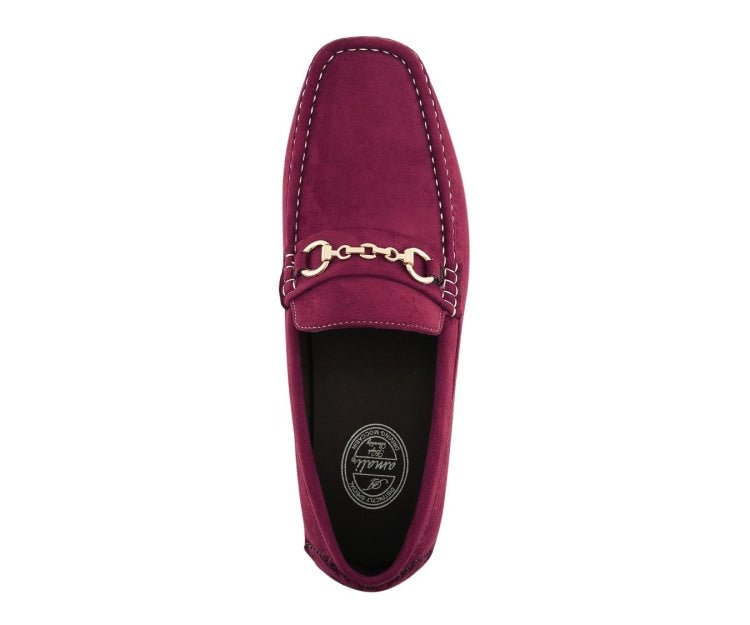 Amali Ecker Burgundy Menโs Suede Driving Moccasins