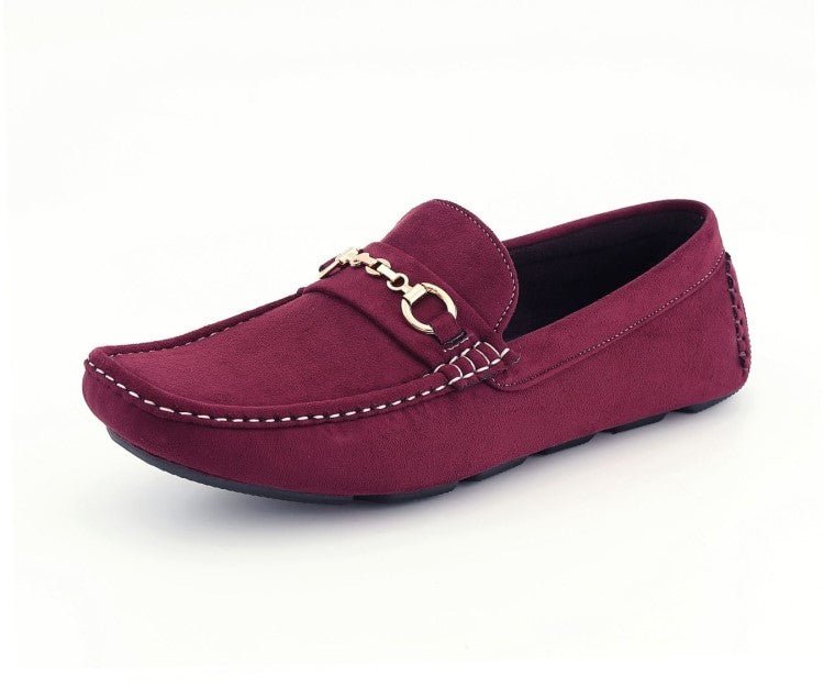 Amali Ecker Burgundy Menโs Suede Driving Moccasins